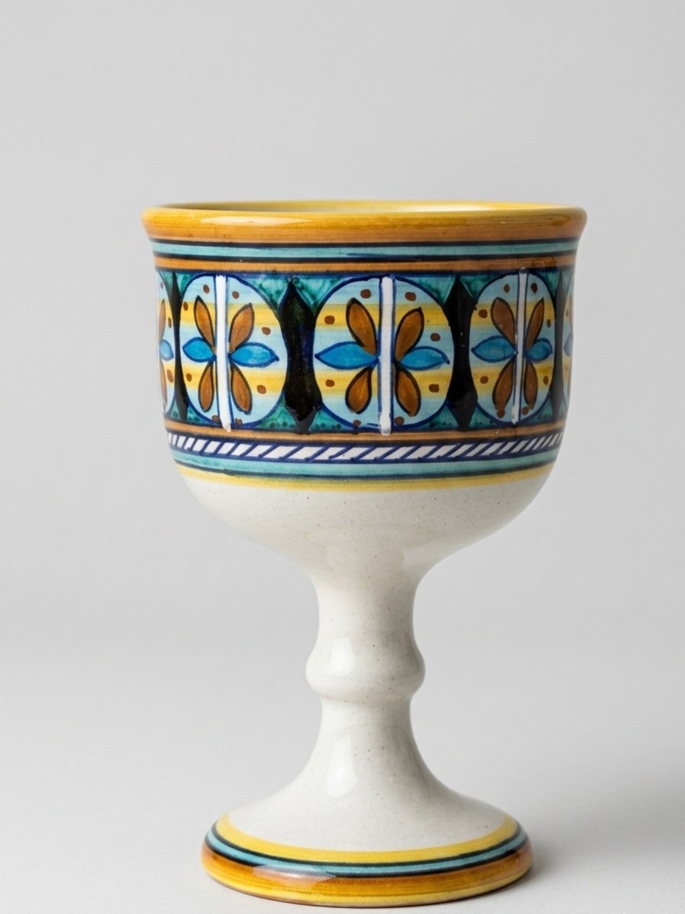 Cottura Deruta Italy Hand Painted Ceramic Chalice Goblet Authentic Vintage